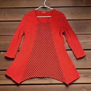 Tianello Textured Knit Jersey Long Sleeve Astin Tunic Top Pullover Sz L Funky